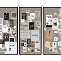 Three Bulletin Boards Covered With Notes Photos Handwritten Texts And Design Sketches