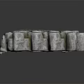 Ancient Cave Interior With Stone Pillars Circular Orange Gray Pattern And Ancient Symbols 3d model