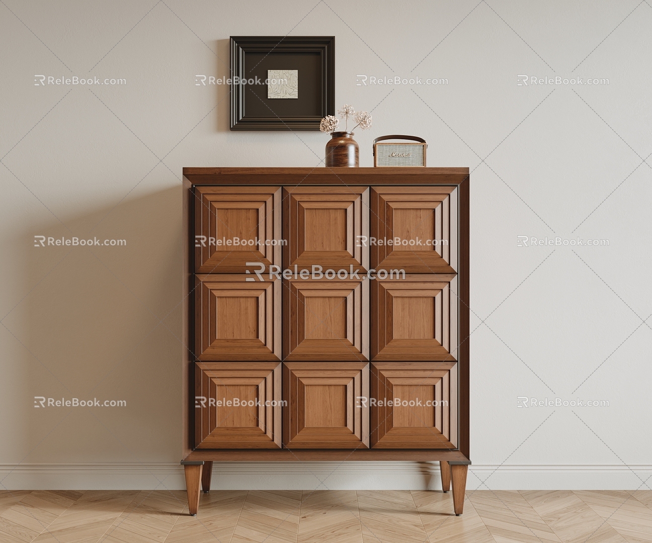 Middle style porch cabinet 3d model