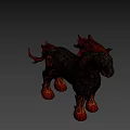 Game Movie Character Black Horse With Flame Mane Glowing Eyes And Burning Body Patterns