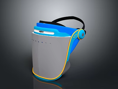 Blue And Gray Safety Face Shield With Transparent Visor And Black Headband 3d model