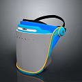 Blue And Gray Safety Face Shield With Transparent Visor And Black Headband