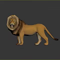 Detailed Yellow Lion Figurine With Mane In Standing Pose On Shiny Surface