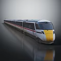 High Speed Modern Train With Streamlined Yellow Front And White Carriages 3d model