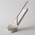 Modern Marble Staircase With Black Handrail And Minimalist Interior Design