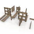 Wooden Pallet Construction Components With Various Structural Planks And Frames
