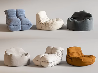 Modern Bean Bag Chairs in Various Colors Stylish Designs for Cozy Living Room 3d model