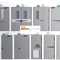 Various Industrial Safety Door Designs With Windows Handles And Signs