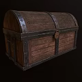 Classic Vintage Wooden Chest With Metal Straps And Antique Lock Details
