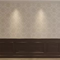 Classic Interior Wall Design Featuring Dark Wooden Wainscoting And Patterned Wallpaper 3d model