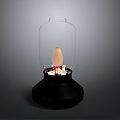 Elegant Decorative Glass Lantern With Illuminated Flame Shaped Wick And Black Base
