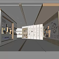Modern Spacious Showroom Interior With White Wooden Display Shelves Sample Cabinets And Lighting