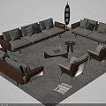 Elegant Modern Sofa And Coffee Table Set With Beige Brown Pillows Floor Lamp And Rug