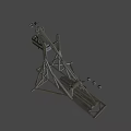 Ancient Wooden Trebuchet Siege Weapon With Stone Balls And Wooden Frame