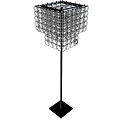 Modern Floor Lamp With Hanging Crystal Elements And Black Metal Stand