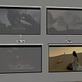 Wall Mounted Projection Screens Showing Various Movie And Scenic Visuals