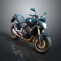 Black Sporty Motorcycle With Modern Design Gold Rims And Reflective Surface