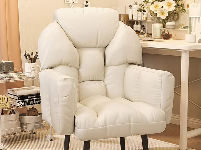 White Comfortable Bean Bag Chair With Plush Upholstery For Home Office Seating 3d model