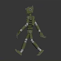 Green Humanoid Robot With Mechanical Skeleton Structure And Yellow Chest Emblem 3d model