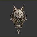 Decorative Fox Head Design Door Handle With Intricate Scrollwork And Antique Metal Finish