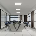 Modern Conference Room Interior Design With Long Table White Chairs Large Screen And Wooden Floor