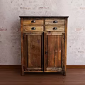Vintage Wooden Console Cabinet With Drawers And Doors In Entryway Setting