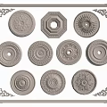 European-style lamp panel line carved Roman column plaster line corner line pillar 3d model