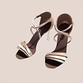 Elegant Women's Beige Strappy High Heels with Cross Straps and Slim Heel