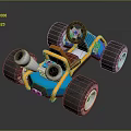 Blue and Orange Toy Go Kart With Large Wheels Orange Seat and Exhaust Pipes