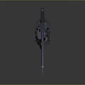 Futuristic Double Barrel Weapon With Mechanical Backpack Design And Metal Pipes