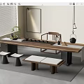 Tea Table and Chair Combination Tea Table Tea Set 3d model