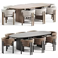 Modern Dining Table And Chairs Combination With Wooden Frame And Fabric Upholstered Seats