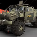 Red Off Road Vehicle With Number 98 Large Tires And Metal Bumper