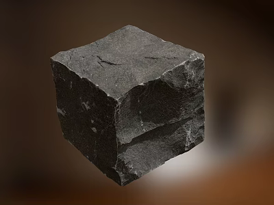 Natural Stone Cube With Rough Texture On Wooden Background Surface 3d model