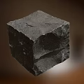 Natural Stone Cube With Rough Texture On Wooden Background Surface