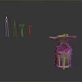 Blacksmith Hardware Tools Including Anvil Pincers And Hammers On 3d model