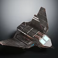 Futuristic Dark Colored Fighter Jet 3D Rendering With Angular Wings Transparent Canopy And Metallic Details