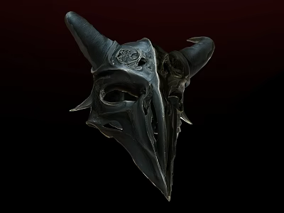 Gothic Horned Skull Mask Decorative Ornament Set For Dark Themed 3d model