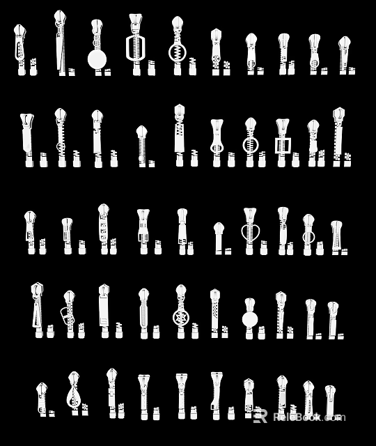 Various Zipper Designs Featuring Different Sliders And Structural Styles 3d model 