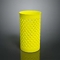 Yellow Animal Shaped Trash Bin With Perforated Design On Dark Background