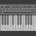 Professional Black MIDI Keyboard Instrument with Knobs Buttons and White Black Keys 3d model