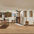Modern Clothing Store Interior With Display Racks Apparel Herringbone Floor And Recessed Lights