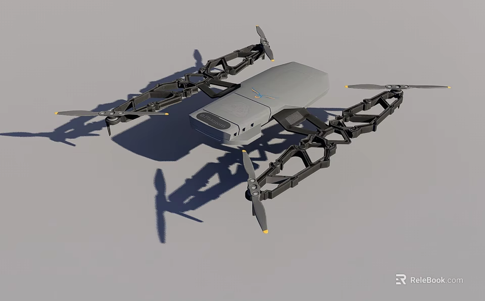 Gray Quadcopter Drone With Black Frame And Rotors For Aerial Operations 3d model 