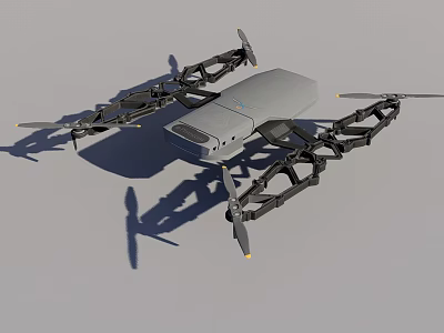 Gray Quadcopter Drone With Black Frame And Rotors For Aerial Operations 3d model