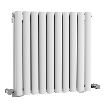 Modern White Vertical Bathroom Accessory Radiator With Metal Fins And Installation Feet 3d model