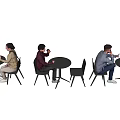 People Seated At Round Tables Enjoying Coffee In Modern Casual Setting
