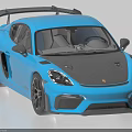 Blue Sports Car With Black Rear Spoiler Hood Wheels And Sporty Design
