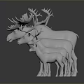 Various Sizes White Deer Figurines With Antlers And Wings On Reflective Surface