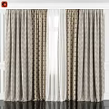 Elegant Beige Curtains With Floral Patterns And Sheer White Voile Layers