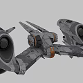 Futuristic Sci Fi Spaceship With Gray Metallic Body And Twin Engines